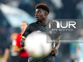 Michel Ndary Adopo of Cagliari Calcio looks on during the Serie A Enilive match between SS Lazio and Cagliari Calcio at Stadio Olimpico on N...