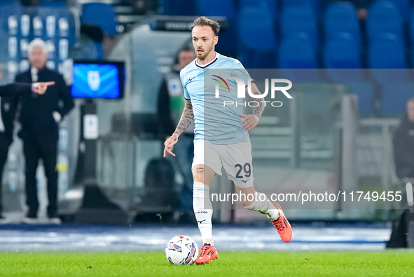 Manuel Lazzari of SS Lazio during the Serie A Enilive match between SS Lazio and Cagliari Calcio at Stadio Olimpico on November 4, 2024 in R...