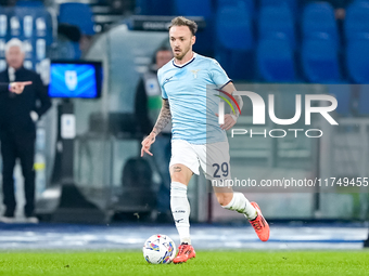 Manuel Lazzari of SS Lazio during the Serie A Enilive match between SS Lazio and Cagliari Calcio at Stadio Olimpico on November 4, 2024 in R...