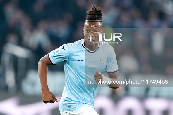 Tijjani Noslin of SS Lazio looks on during the Serie A Enilive match between SS Lazio and Cagliari Calcio at Stadio Olimpico on November 4,...