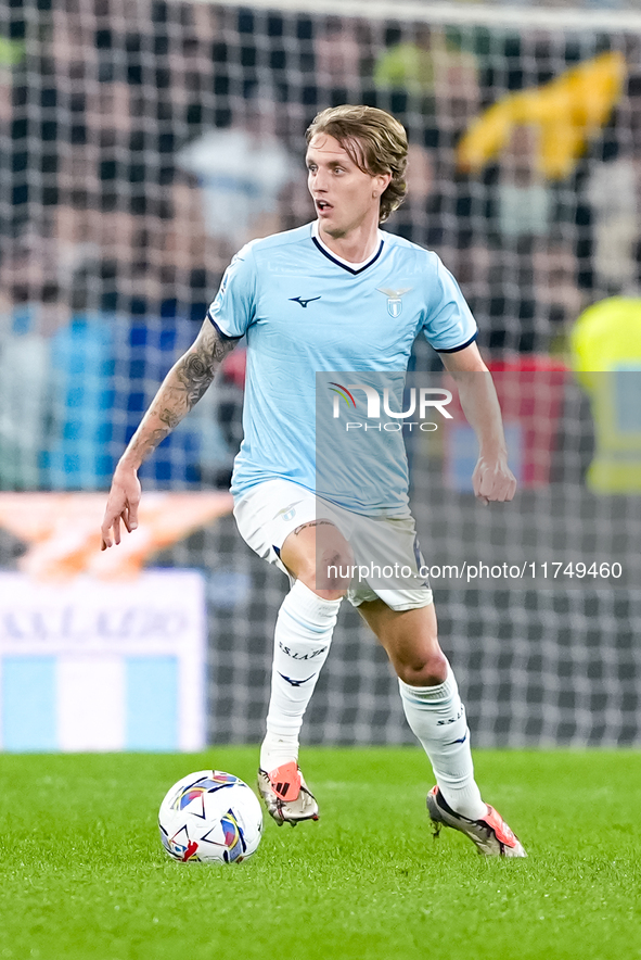 Nicolo' Rovella of SS Lazio during the Serie A Enilive match between SS Lazio and Cagliari Calcio at Stadio Olimpico on November 4, 2024 in...