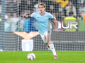 Nicolo' Rovella of SS Lazio during the Serie A Enilive match between SS Lazio and Cagliari Calcio at Stadio Olimpico on November 4, 2024 in...