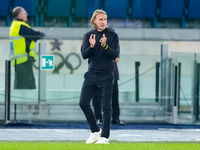 Davide Nicola head coach of Cagliari Calcio gestures during the Serie A Enilive match between SS Lazio and Cagliari Calcio at Stadio Olimpic...