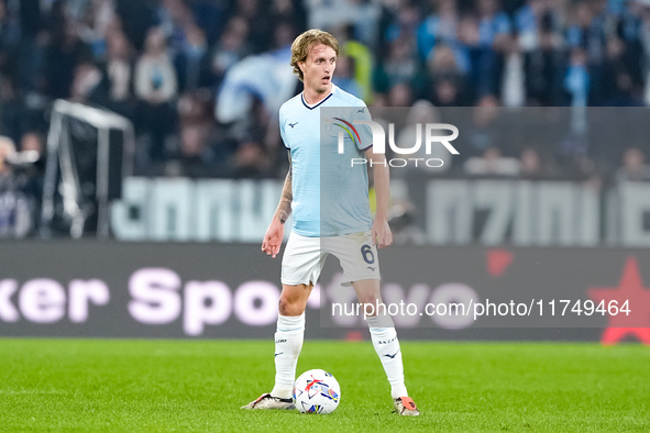 Nicolo' Rovella of SS Lazio during the Serie A Enilive match between SS Lazio and Cagliari Calcio at Stadio Olimpico on November 4, 2024 in...