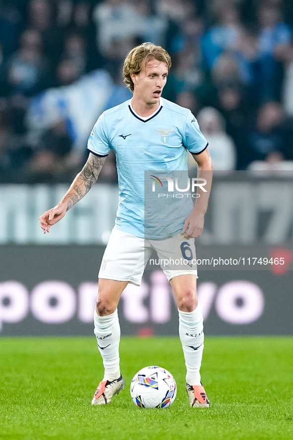 Nicolo' Rovella of SS Lazio during the Serie A Enilive match between SS Lazio and Cagliari Calcio at Stadio Olimpico on November 4, 2024 in...