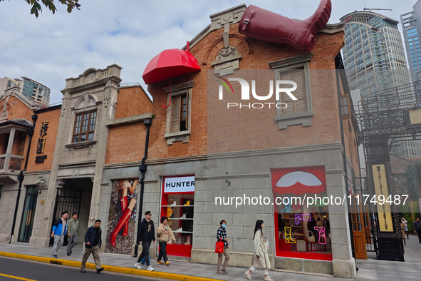 The first store of the British century fashion brand HUNTER opens in Chinese Mainland in Shanghai, China, on November 7, 2024. 