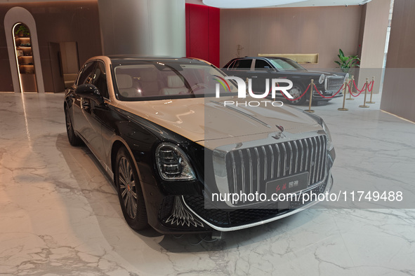 A high-end Hongqi car is in the store in Shanghai, China, on November 7, 2024. 