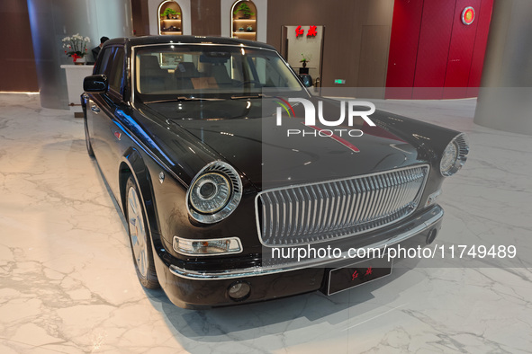 A high-end Hongqi car is in the store in Shanghai, China, on November 7, 2024. 