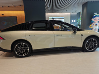 Xiaopeng's first AI car, the P7+, is displayed at its flagship store in Shanghai, China, on November 7, 2024. (