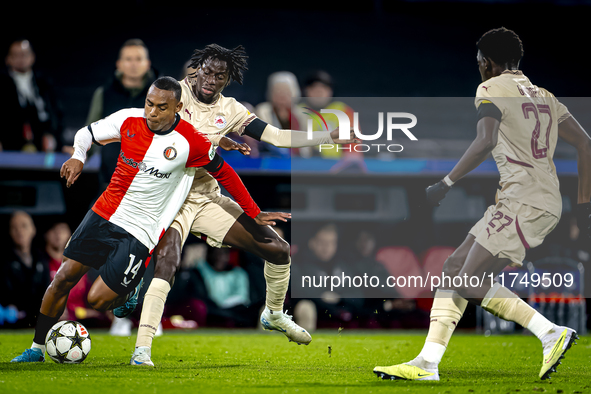 Feyenoord Rotterdam forward Igor Paixao and Red Bull Salzburg midfielder Mamady Diambou play during the match between Feyenoord and Salzburg...