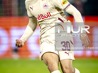 Red Bull Salzburg midfielder Oscar Gloukh plays during the match between Feyenoord and Salzburg at the Feyenoord stadium De Kuip for the UEF...