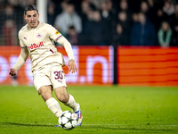 Red Bull Salzburg midfielder Oscar Gloukh plays during the match between Feyenoord and Salzburg at the Feyenoord stadium De Kuip for the UEF...