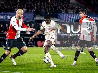 Red Bull Salzburg forward Karim Konate scores the 0-2 during the match between Feyenoord and Salzburg at the Feyenoord stadium De Kuip for t...