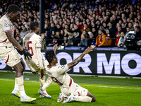 Red Bull Salzburg forward Karim Konate scores the 0-2 and celebrates the goal during the match between Feyenoord and Salzburg at the Feyenoo...