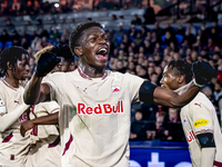 Red Bull Salzburg midfielder Lucas Gourna-Douath celebrates the goal during the match between Feyenoord and Salzburg at the Feyenoord stadiu...