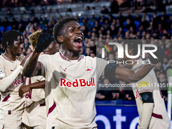 Red Bull Salzburg midfielder Lucas Gourna-Douath celebrates the goal during the match between Feyenoord and Salzburg at the Feyenoord stadiu...