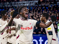 Red Bull Salzburg midfielder Lucas Gourna-Douath celebrates the goal during the match between Feyenoord and Salzburg at the Feyenoord stadiu...