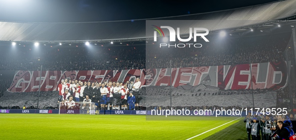 The atmosphere in the stadium during the match between Feyenoord and Salzburg at the Feyenoord stadium De Kuip for the UEFA Champions League...