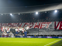 The atmosphere in the stadium during the match between Feyenoord and Salzburg at the Feyenoord stadium De Kuip for the UEFA Champions League...