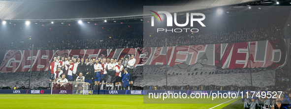 The atmosphere in the stadium during the match between Feyenoord and Salzburg at the Feyenoord stadium De Kuip for the UEFA Champions League...