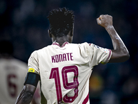 Red Bull Salzburg forward Karim Konate celebrates the 0-1 goal during the match between Feyenoord and Salzburg at the Feyenoord stadium De K...