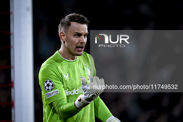 Feyenoord Rotterdam goalkeeper Timon Wellenreuther plays during the match between Feyenoord and Salzburg at the Feyenoord stadium De Kuip fo...