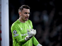 Feyenoord Rotterdam goalkeeper Timon Wellenreuther plays during the match between Feyenoord and Salzburg at the Feyenoord stadium De Kuip fo...