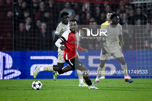 Feyenoord Rotterdam midfielder Quinten Timber plays during the match between Feyenoord and Salzburg at the Feyenoord stadium De Kuip for the...