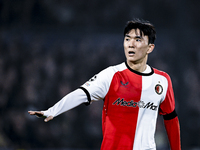 Feyenoord Rotterdam midfielder Inbeom Hwang plays during the match between Feyenoord and Salzburg at the Feyenoord stadium De Kuip for the U...