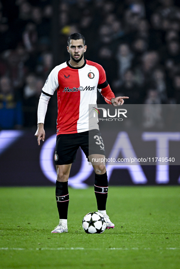 Feyenoord Rotterdam defender David Hancko plays during the match between Feyenoord and Salzburg at the Feyenoord stadium De Kuip for the UEF...