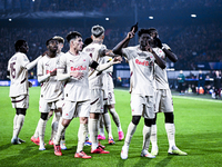 Red Bull Salzburg forward Karim Konate celebrates the 0-1 goal during the match between Feyenoord and Salzburg at the Feyenoord stadium De K...