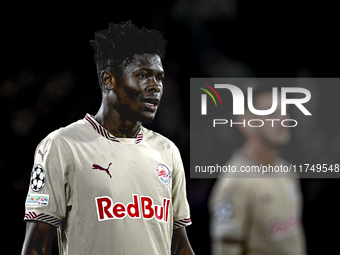 Red Bull Salzburg forward Karim Konate plays during the match between Feyenoord and Salzburg at the Feyenoord stadium De Kuip for the UEFA C...