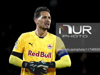 Red Bull Salzburg goalkeeper Janis Blaswich plays during the match between Feyenoord and Salzburg at the Feyenoord stadium De Kuip for the U...