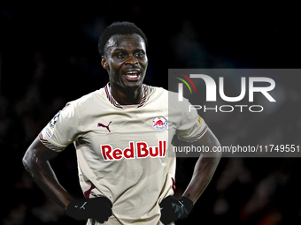 Red Bull Salzburg defender Samson Baidoo plays during the match between Feyenoord and Salzburg at the Feyenoord stadium De Kuip for the UEFA...