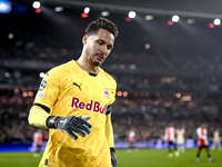 Red Bull Salzburg goalkeeper Janis Blaswich plays during the match between Feyenoord and Salzburg at the Feyenoord stadium De Kuip for the U...