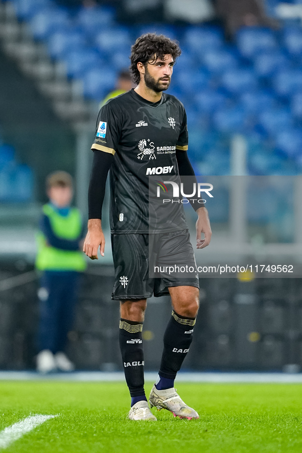 Sebastiano Luperto of Cagliari Calcio during the Serie A Enilive match between SS Lazio and Cagliari Calcio at Stadio Olimpico on November 4...