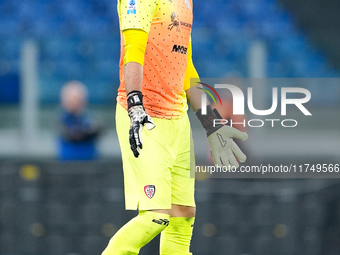 Simone Scuffet of Cagliari Calcio looks on during the Serie A Enilive match between SS Lazio and Cagliari Calcio at Stadio Olimpico on Novem...