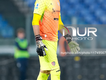 Simone Scuffet of Cagliari Calcio looks on during the Serie A Enilive match between SS Lazio and Cagliari Calcio at Stadio Olimpico on Novem...