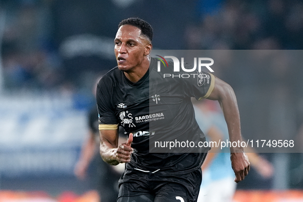 Yerry Mina of Cagliari Calcio during the Serie A Enilive match between SS Lazio and Cagliari Calcio at Stadio Olimpico on November 4, 2024 i...