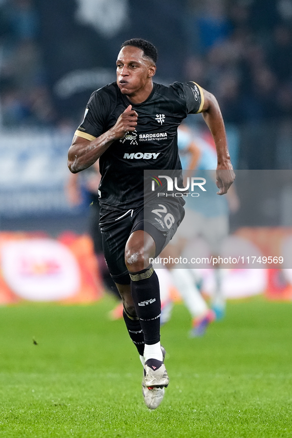 Yerry Mina of Cagliari Calcio during the Serie A Enilive match between SS Lazio and Cagliari Calcio at Stadio Olimpico on November 4, 2024 i...