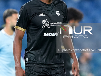 Yerry Mina of Cagliari Calcio looks on during the Serie A Enilive match between SS Lazio and Cagliari Calcio at Stadio Olimpico on November...