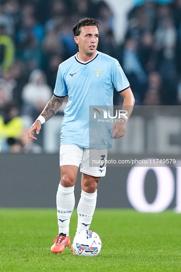 Luca Pellegrini of SS Lazio during the Serie A Enilive match between SS Lazio and Cagliari Calcio at Stadio Olimpico on November 4, 2024 in...