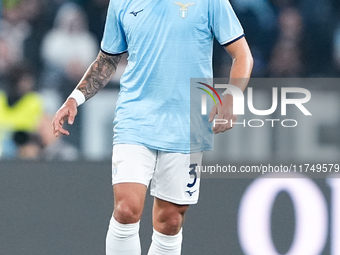 Luca Pellegrini of SS Lazio during the Serie A Enilive match between SS Lazio and Cagliari Calcio at Stadio Olimpico on November 4, 2024 in...