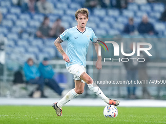 Nicolo' Rovella of SS Lazio during the Serie A Enilive match between SS Lazio and Cagliari Calcio at Stadio Olimpico on November 4, 2024 in...