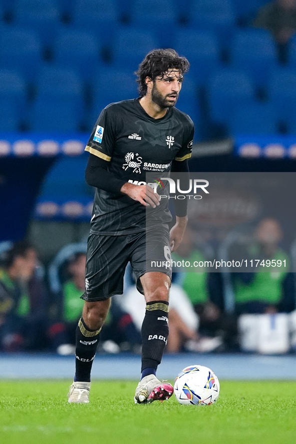 Sebastiano Luperto of Cagliari Calcio during the Serie A Enilive match between SS Lazio and Cagliari Calcio at Stadio Olimpico on November 4...