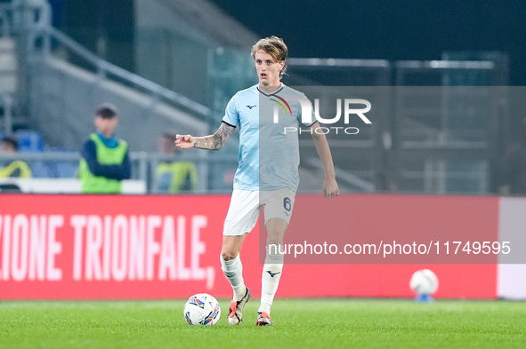 Nicolo' Rovella of SS Lazio during the Serie A Enilive match between SS Lazio and Cagliari Calcio at Stadio Olimpico on November 4, 2024 in...