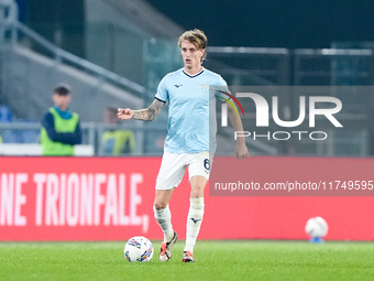 Nicolo' Rovella of SS Lazio during the Serie A Enilive match between SS Lazio and Cagliari Calcio at Stadio Olimpico on November 4, 2024 in...