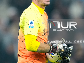 Simone Scuffet of Cagliari Calcio looks on during the Serie A Enilive match between SS Lazio and Cagliari Calcio at Stadio Olimpico on Novem...