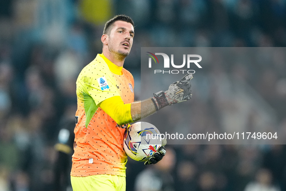 Simone Scuffet of Cagliari Calcio looks on during the Serie A Enilive match between SS Lazio and Cagliari Calcio at Stadio Olimpico on Novem...