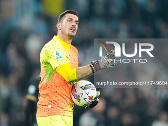 Simone Scuffet of Cagliari Calcio looks on during the Serie A Enilive match between SS Lazio and Cagliari Calcio at Stadio Olimpico on Novem...